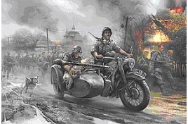 Zvezda 1/35 German Motorcycle R12 with Sidecar and Crew